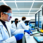 **

"A team of scientists in a brightly lit laboratory, wearing lab coats and safety goggles, working with CRISPR-Cas9 technology on microorganisms. The scene showcases advanced equipment and displays showing DNA sequences. Focus on collaboration and discovery. fully clothed, appropriate attire, safe for work, perfect anatomy, natural proportions, professional, high quality"

**