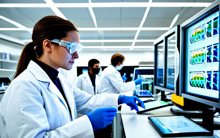 **

"A team of scientists in a brightly lit laboratory, wearing lab coats and safety goggles, working with CRISPR-Cas9 technology on microorganisms. The scene showcases advanced equipment and displays showing DNA sequences. Focus on collaboration and discovery. fully clothed, appropriate attire, safe for work, perfect anatomy, natural proportions, professional, high quality"

**