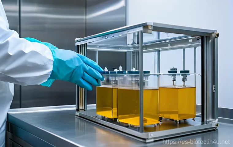 생물반응기 설계 및 운용 - **Prompt:** A vibrant and futuristic biotechnology laboratory, meticulously clean and brightly lit. ...