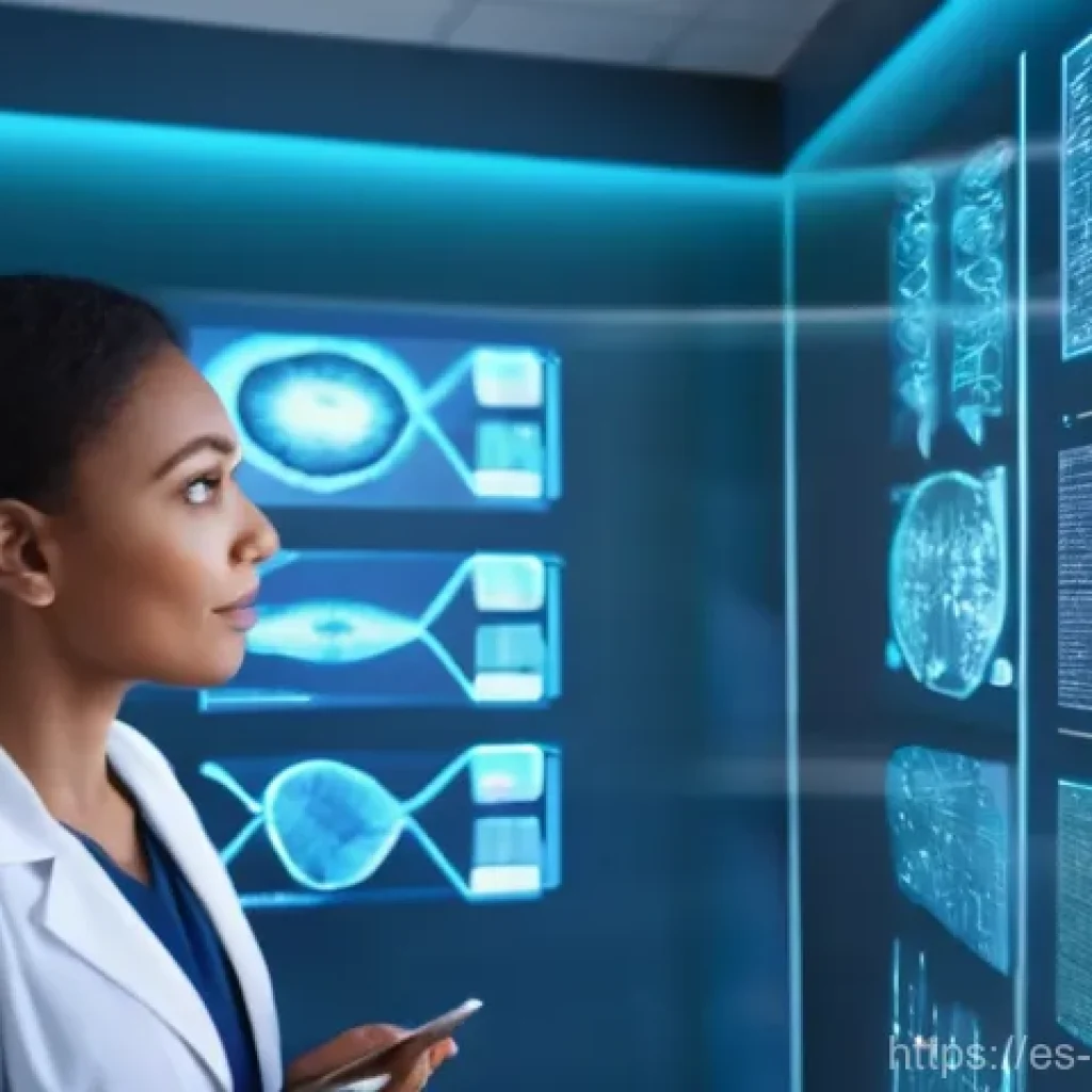 생물정보학 개요 - Prompt: Personalized Medicine in a Clinic Setting**

"A modern, brightly lit medical consultation ro...