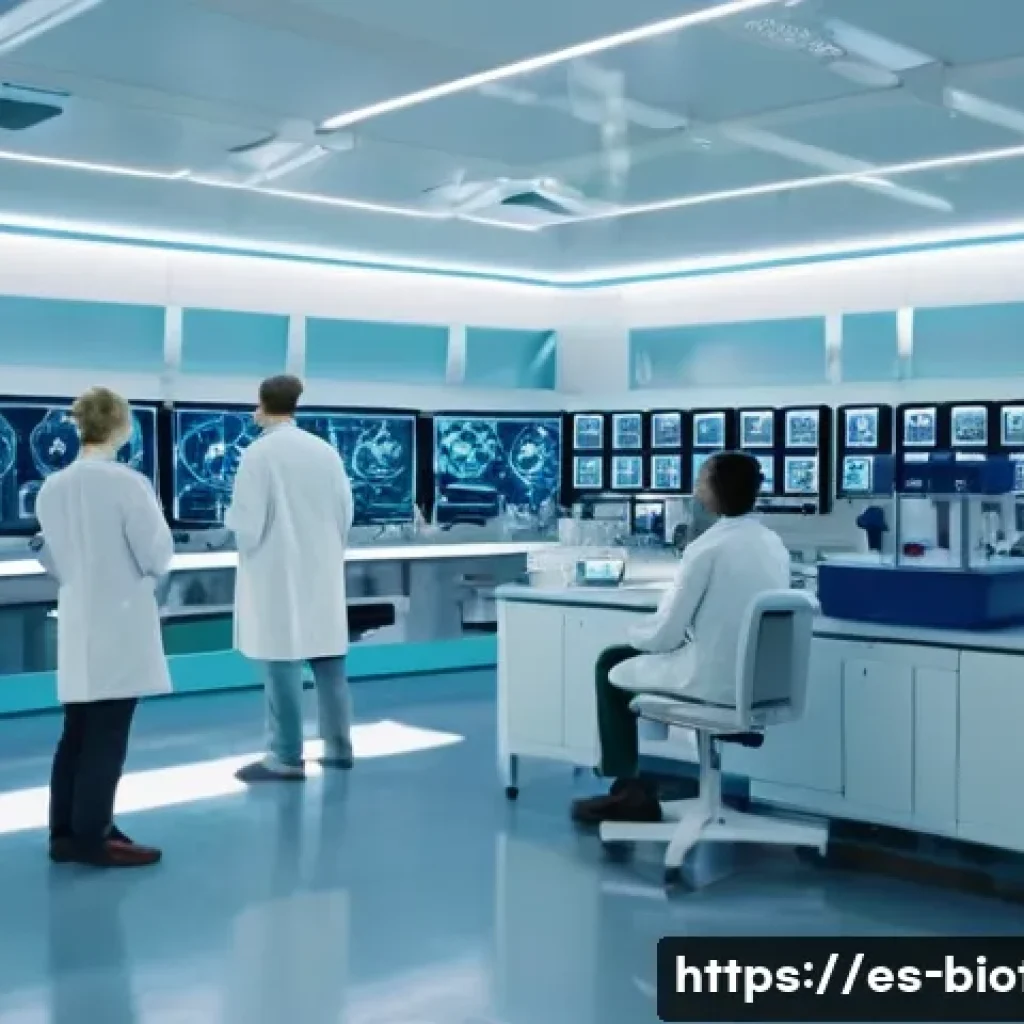 단백질 공학 응용 - **"Intelligent Antibodies: Future of Medicine"**
    A highly detailed, cinematic shot inside a glea...