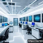 유전자 데이터 보안 - A modern high-tech laboratory setting in Spain, showcasing advanced genetic data security protocols....