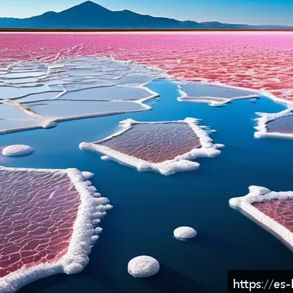 고세균 및 극한환경 미생물 연구 - A highly detailed scientific illustration of extremophilic archaea thriving in a hypersaline environ...